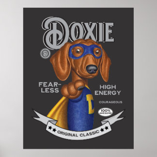 Póster Superhéroe de Cute Dachshund