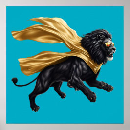 Póster Superhéroe de león negro