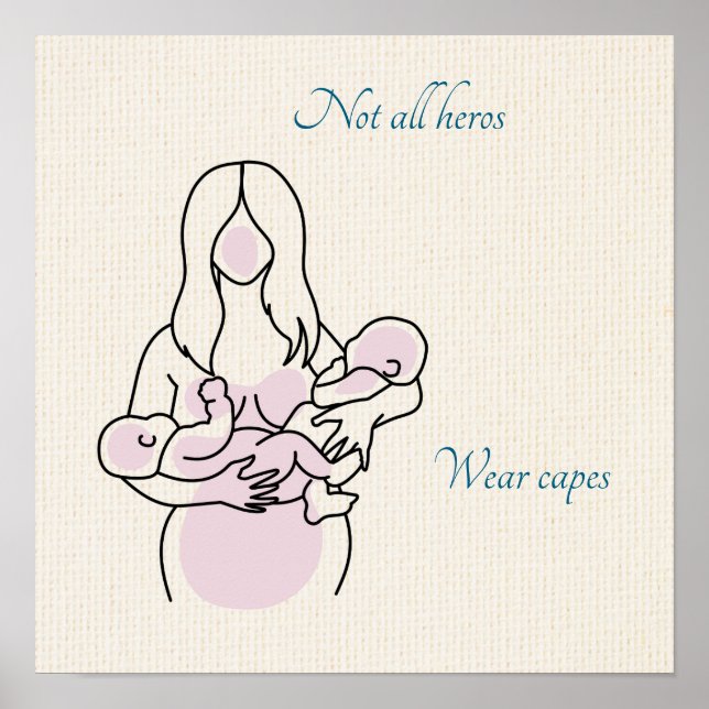 Póster Superhéroe de mamá gemela (Frente)