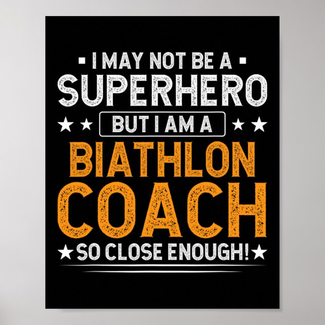 Póster Superhéroe entrenador de biatlón Funny entrenador  (Frente)