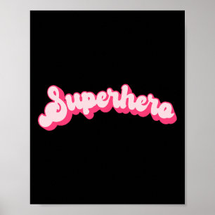 Póster Superhéroe - Súper lindo rosa vintage retro Hallow
