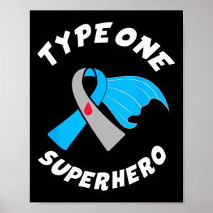 Póster Superhéroe Tipo Uno Conciencia de Diabetes Tipo 1 