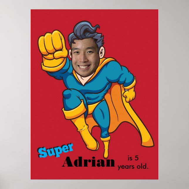 Póster Superhéroe único diversión especial para niños (Frente)