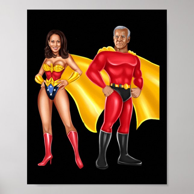 Póster Superhéroes Biden & amp; Kamala Harris 2021 (Frente)