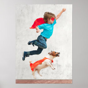 Póster Superhéroes de perros y niños