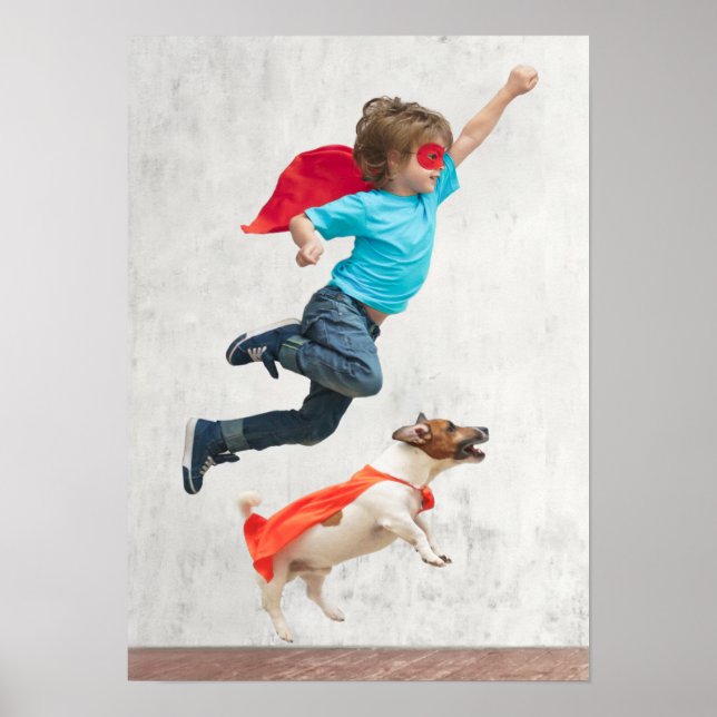 Póster Superhéroes de perros y niños (Frente)