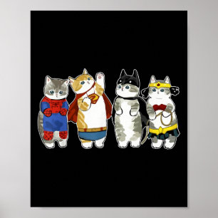Póster Superheroína gatos gatitos gatos gatitos amante de