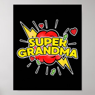 Póster Superheroína superabuela - Día de la abuela