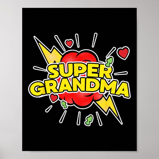 Póster Superheroína superabuela - Día de la abuela (Frente)