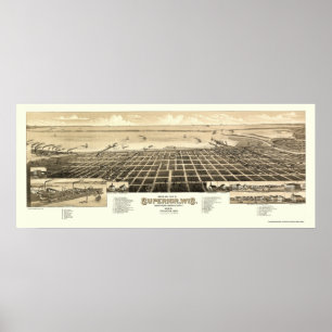 Póster Superior, mapa panorámico de los WI - 1883