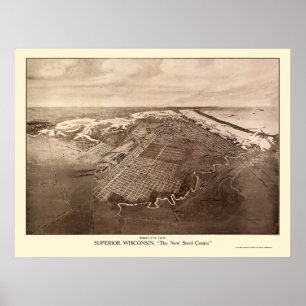 Póster Superior, WI Panoramic Map - 1913