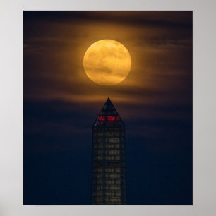 Póster Superluna por monumento a Washington