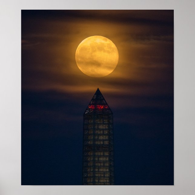 Póster Superluna por monumento a Washington (Frente)