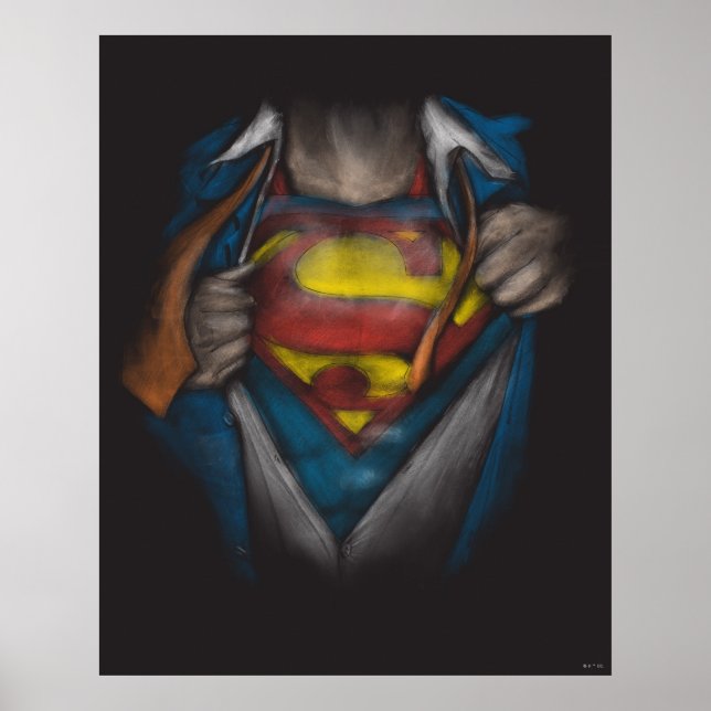 Póster Superman | Esbozo de revelación de pecho coloreado (Frente)