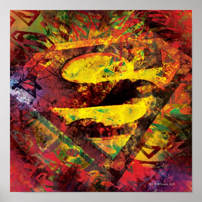 Póster Superman S-Shield | Logotipo Grunge (Frente)