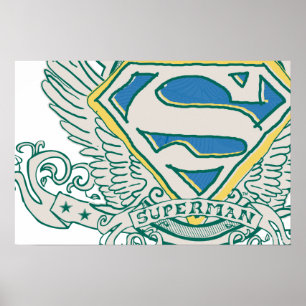 Póster Superman Stylized   Logo Escudo esbozado