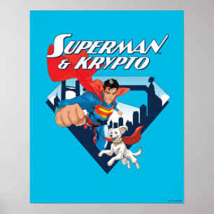 Póster Superman y Krypto Soar