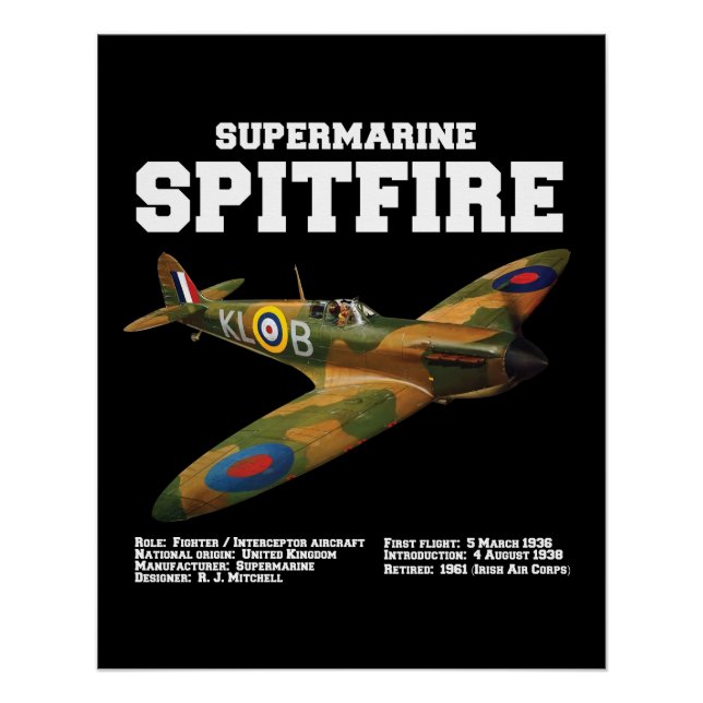 Póster Supermarine Spitfire | WW2 Plane (Anverso)