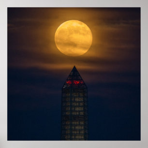 Póster Supermoon sobre el Monumento a Washington