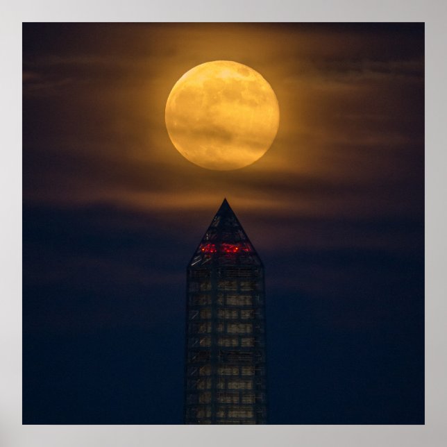 Póster Supermoon sobre el Monumento a Washington (Frente)