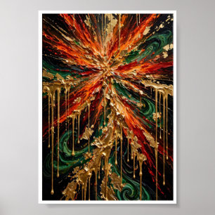 Póster Supernova Dorada - Lujo Fuego Esmeralda y Oro Dr