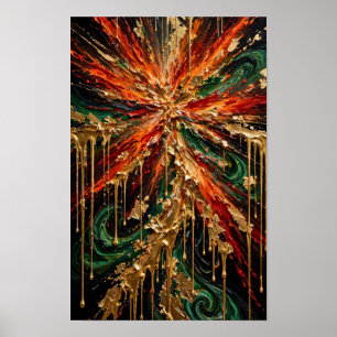Póster Supernova Dorada - Lujo Fuego Esmeralda y Oro Dr