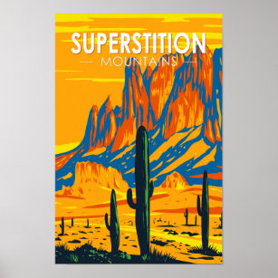 Póster Superstición Montañas Arizona Vintage