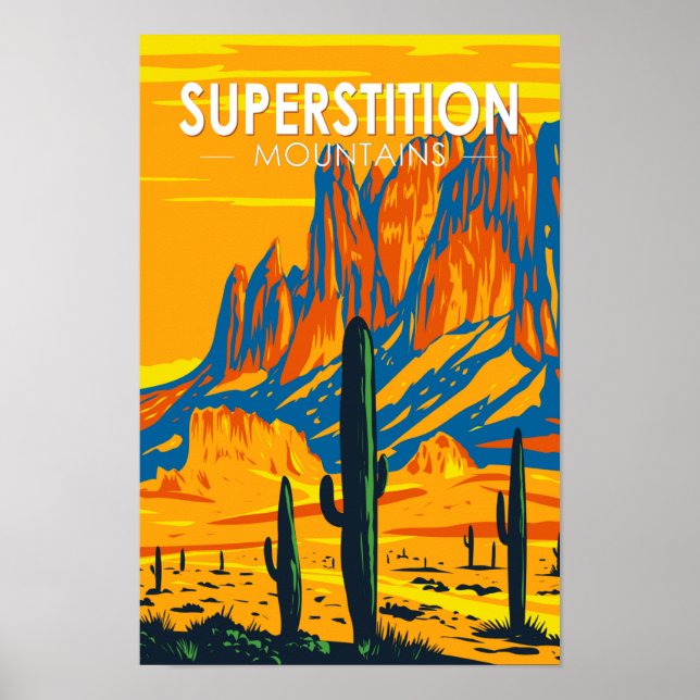 Póster Superstición Montañas Arizona Vintage (Frente)