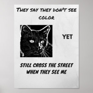 Póster Superstición racista cita de gato negro
