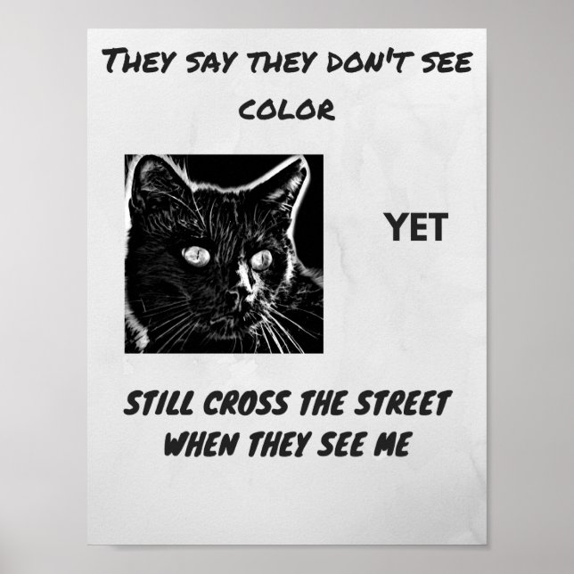 Póster Superstición racista cita de gato negro (Frente)