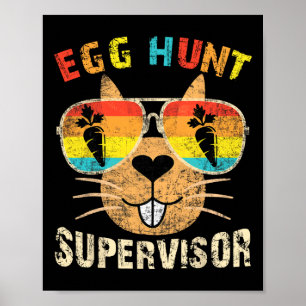 Póster Supervisor de caza de huevos Retro Fiesta de caza 