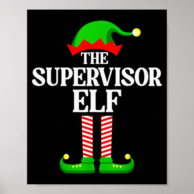 Póster Supervisor Elf Family Matching Group Funny Christm (Frente)