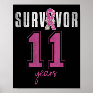 Póster Superviviente 11 años cinta de octubre cáncer de m
