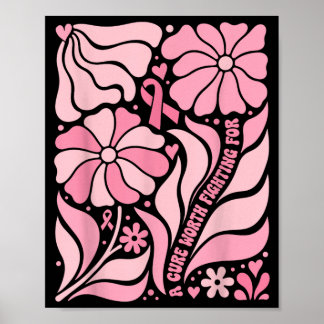 Póster Superviviente de cáncer de mama Floral Boho Una cu