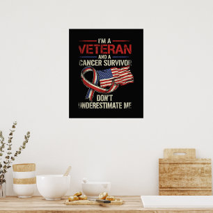 Póster Superviviente de cáncer veterano no me subestimes