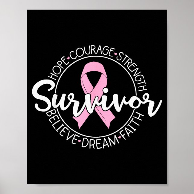 Póster Superviviente Esperanza Coraje Fuerza Cree Sueño F (Frente)