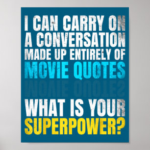 Póster Superwer divertido. Conversación de citas de pelíc