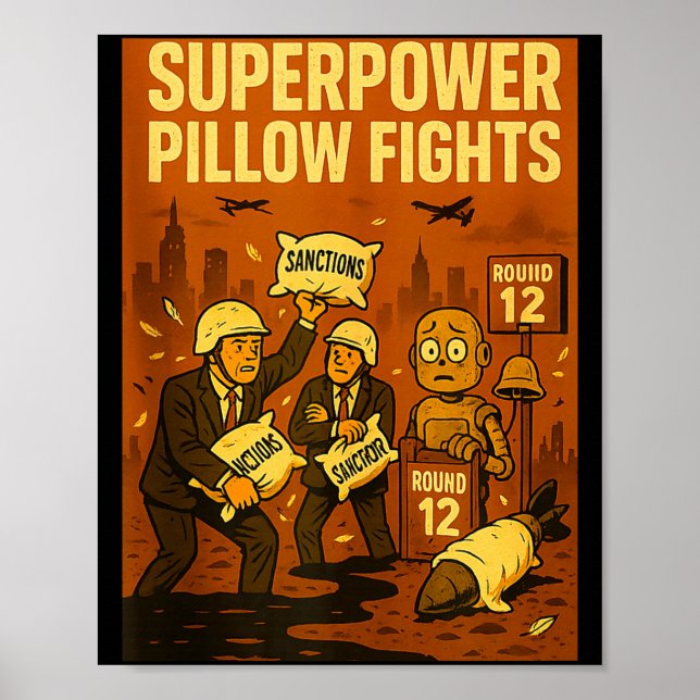 Póster Superwer Llow Fights Funny Geolitical Satire Gift  (Frente)