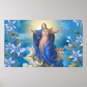 Póster Suposición religiosa de María Angels Blue Floral B