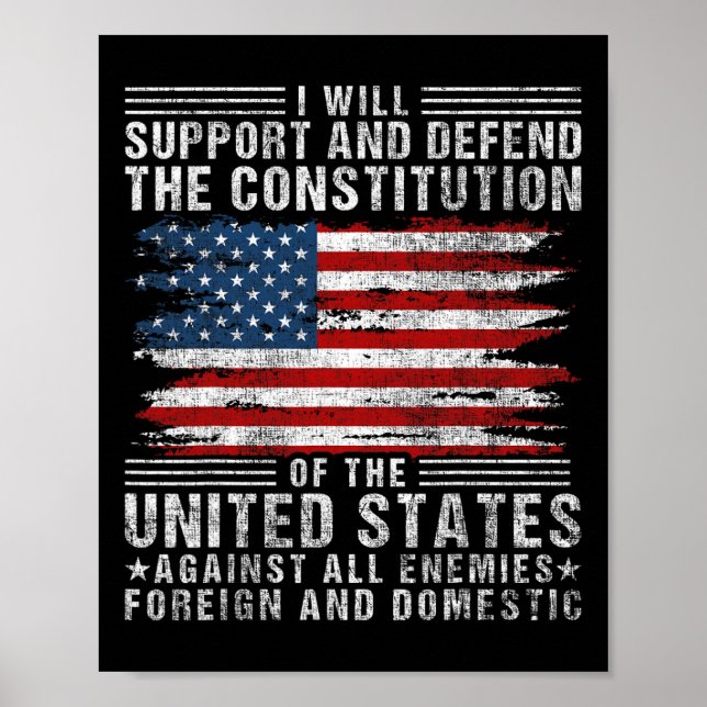 Póster Support And Defend The Constitution - Us Flag 4th  (Frente)