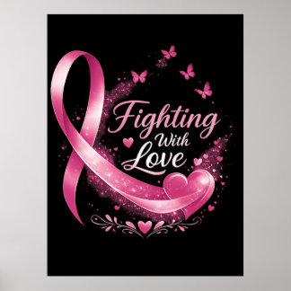 Póster Support Squad Breast Cancer Awareness pink ribbon 