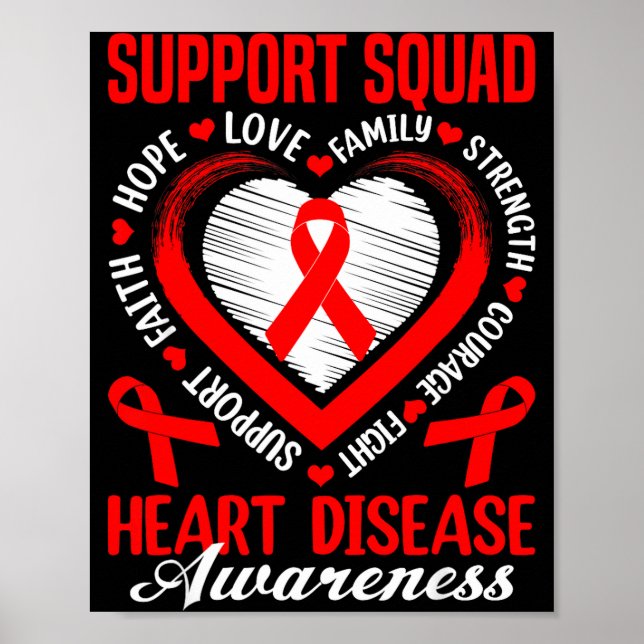 Póster Support Squad Heart Disease Awareness Supporter Re (Frente)