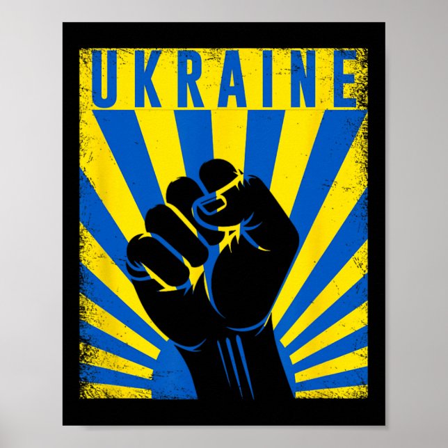 Póster Support Ukraine Hand Fist Ukraine Resist Protest U (Frente)