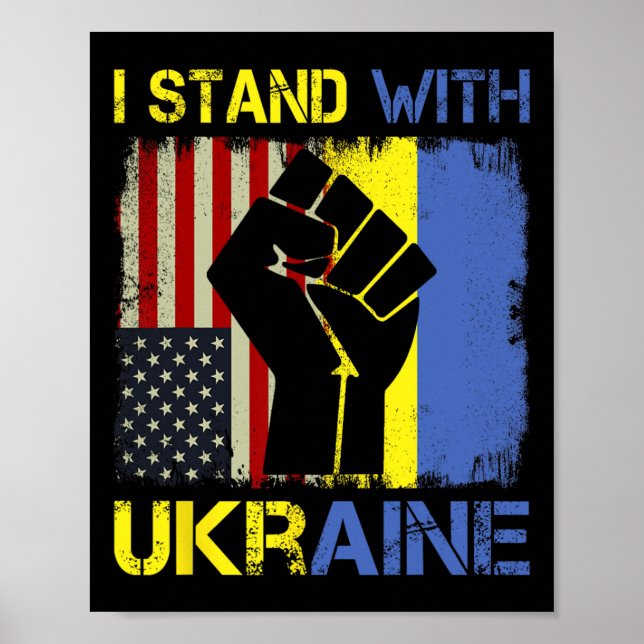 Póster Support Ukraine I Stand With Ukraine Ukrainian Fla (Frente)
