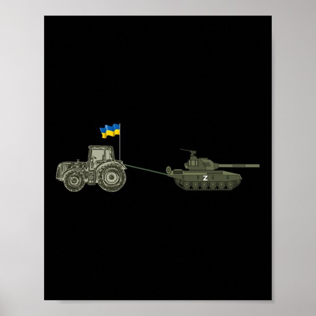 Póster Support Ukraine Tractor Pulling A Russian  (Frente)