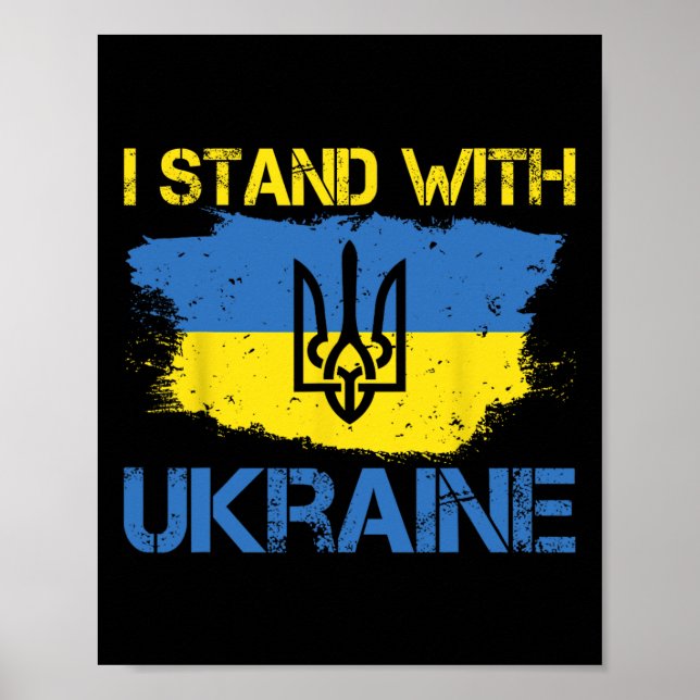 Póster Support Ukraine With This Ukraine Flag I Stand Wit (Frente)