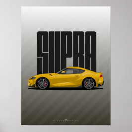 Póster Supra MK5 - Auto deportivo amarillo