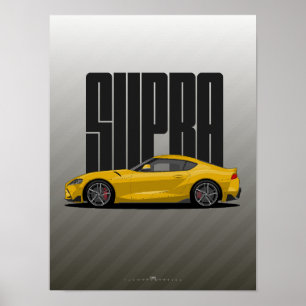 Póster Supra MK5 - Auto deportivo amarillo