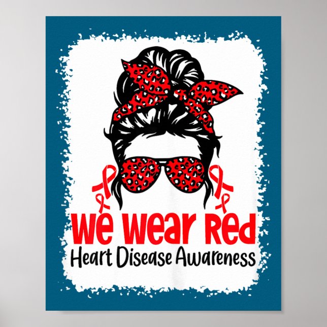 Póster Suprt Heart Disease Awareness We Wear Red Tee Woma (Frente)