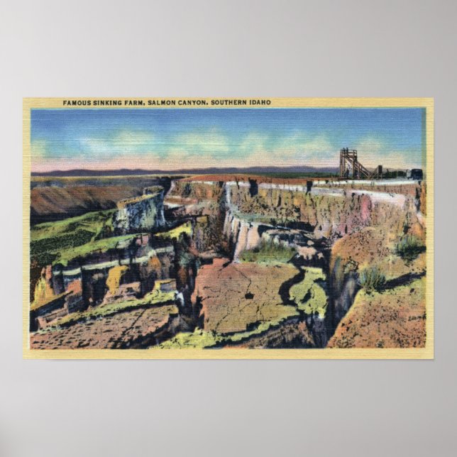 Póster Sur de Idaho - Famosa granja hundiéndose en Salmón (Frente)